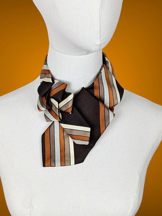 BNWT Ogsplosh Unisex Ascot Scarf Vintage Brown Tie Size XS - Picture 1 of 7